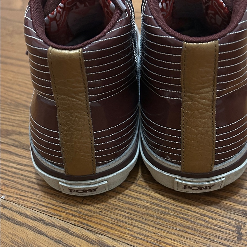Pony Sneakers Men's 10.5 Burgundy Feed the Cat Mid High-Top Retro - Picture 10 of 12